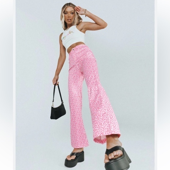 Princess Polly Ryllie Pink Cheetah Pants Size 4 - Picture 2 of 14